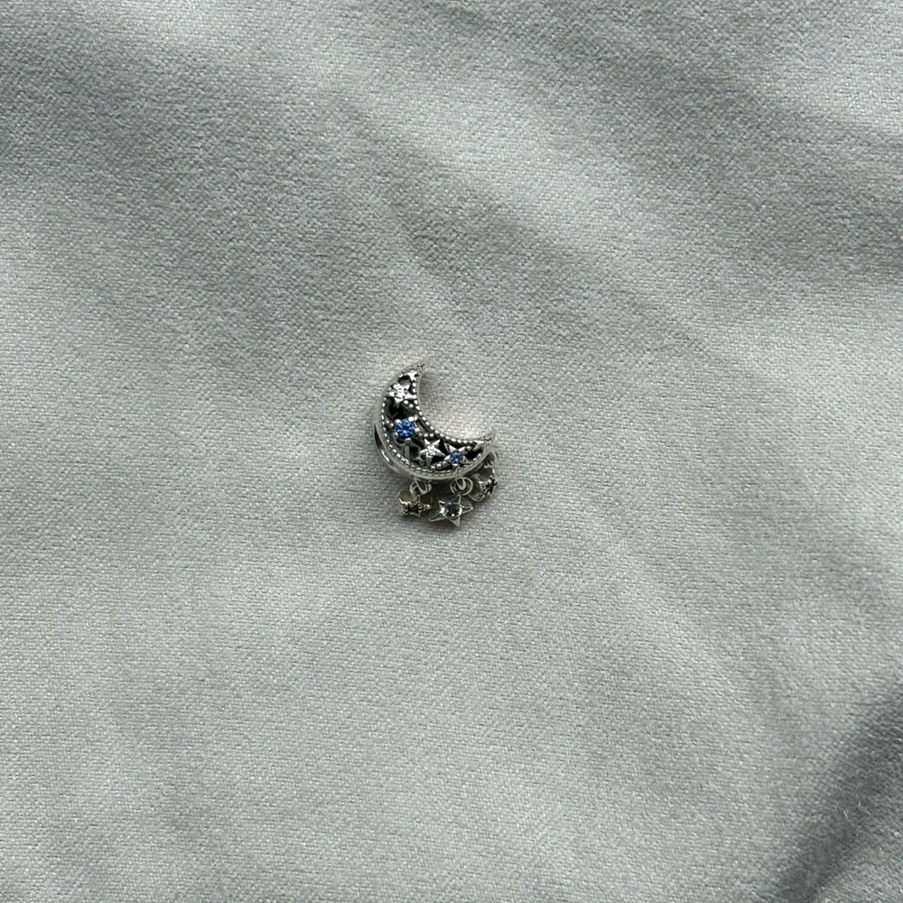 Star & Crescent Moon Charm in Sterling Silver - Picture 3 of 5